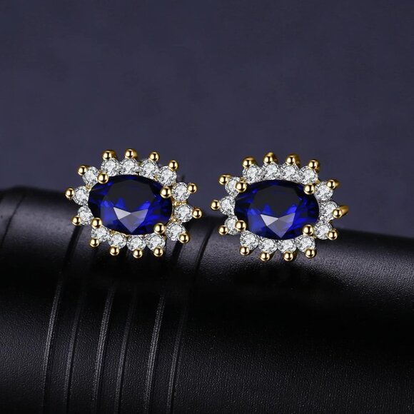 Jewelry - 👑 Princess Diana 1.2ct Blue Sapphire Earrings - 14k Gold Plated